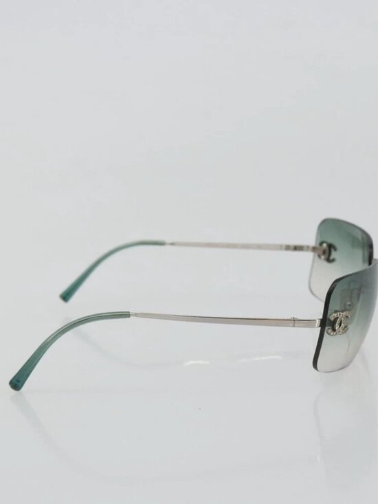 CHANEL COCO Mark Sunglasses metal Green CC Auth 188886 main image 7